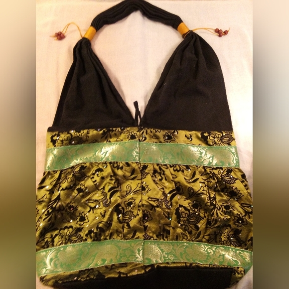 Vintage Hobo Elephant & Floral Print, Lime, Olive Green & Black - Picture 7 of 8